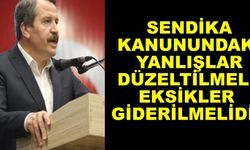 Sendika kanunundaki yanlışlar düzeltilmeli, eksikler giderilmelidir