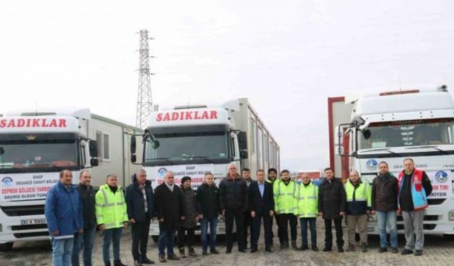 Sinop’tan afet bölgesine 8 konteyner gönderildi